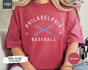 Shirt honkbalfan Philadelphia, retro honkbalshirt Philadelphia, honkbalkleding Philadelphia, sportkleding Philadelphia, retro honkbalcadeau