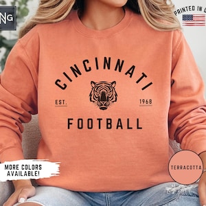 Cincinnati Football Shirt, Bengal Football Gameday Sweatshirt, Cincinnati Football Crewneck, Cincy Sports Apparel, Retro Bengal Football Fan