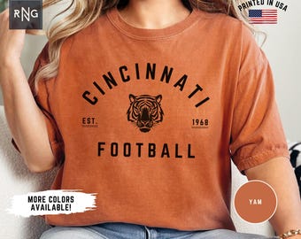 Camiseta de fútbol de Cincinnati, camiseta de los Bengals para el día del partido, ropa de fútbol de Cincinnati, ropa deportiva de Cincinnati, regalo retro de los Bengals