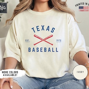 Honkbalshirt Texas, honkbalt-shirt Ranger, retro honkbalshirt Ranger, cadeau Ranger fan, Texas Sports Apparel, honkbalshirt wedstrijddag