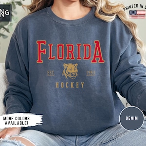 Florida Hockey Shirt, Panther Hockey Sweatshirt, Florida Hockey Crewneck, Florida Sports Fan Apparel, Panther Hockey Fan Gift Idea