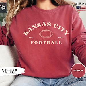 Kansas City Football Sweatshirt, Chief Football Sweatshirt, Kansas City Football Crewneck, Kansas City Sports Apparel, Chief Football Gift