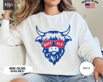 Sudadera de Buffalo Football, sudadera de Bill Football para el día del partido, cuello redondo de Buffalo Football, ropa deportiva de Buffalo, regalo retro de Bill Football