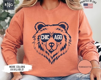 Chicago Football Sweatshirt, Bear Football Sweatshirt, Chicago Football Crewneck, Chicago Sports Apparel, Retro Bear Football Gift