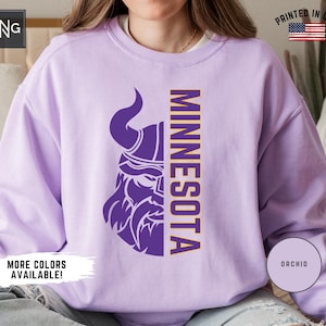 Camiseta de fútbol americano de Minnesota, sudadera para el día del partido de los Vikings, sudadera de cuello redondo de Minnesota Football, aficionado a los deportes de Minnesota, regalo para el aficionado a los Vikings Football