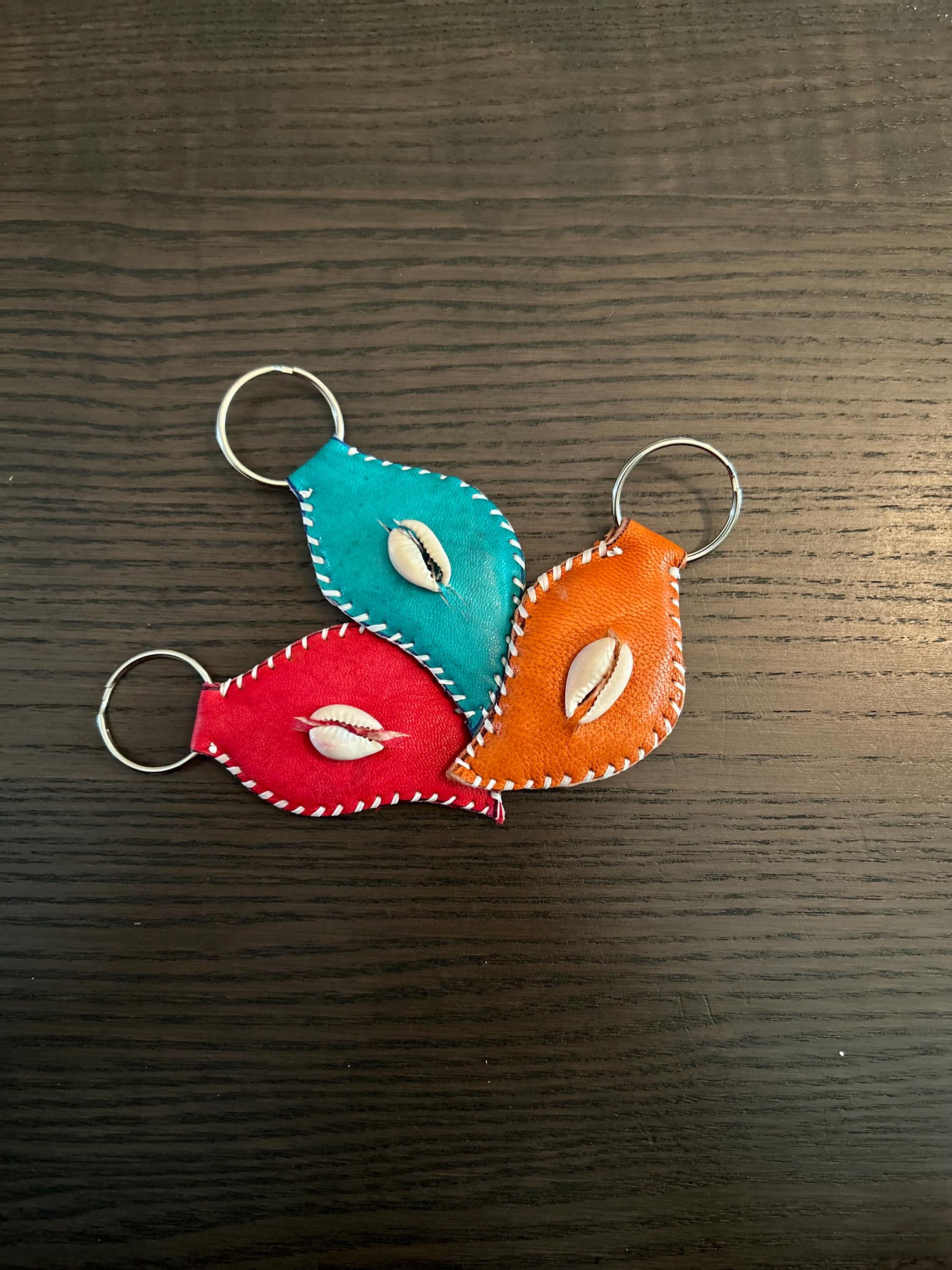 Mini African Leather Handcrafted Keychains With Cowry African Shell ...