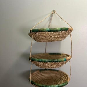 Three Tier African Hand Woven Basket Hanging Basket, Home Decor, Home Storage