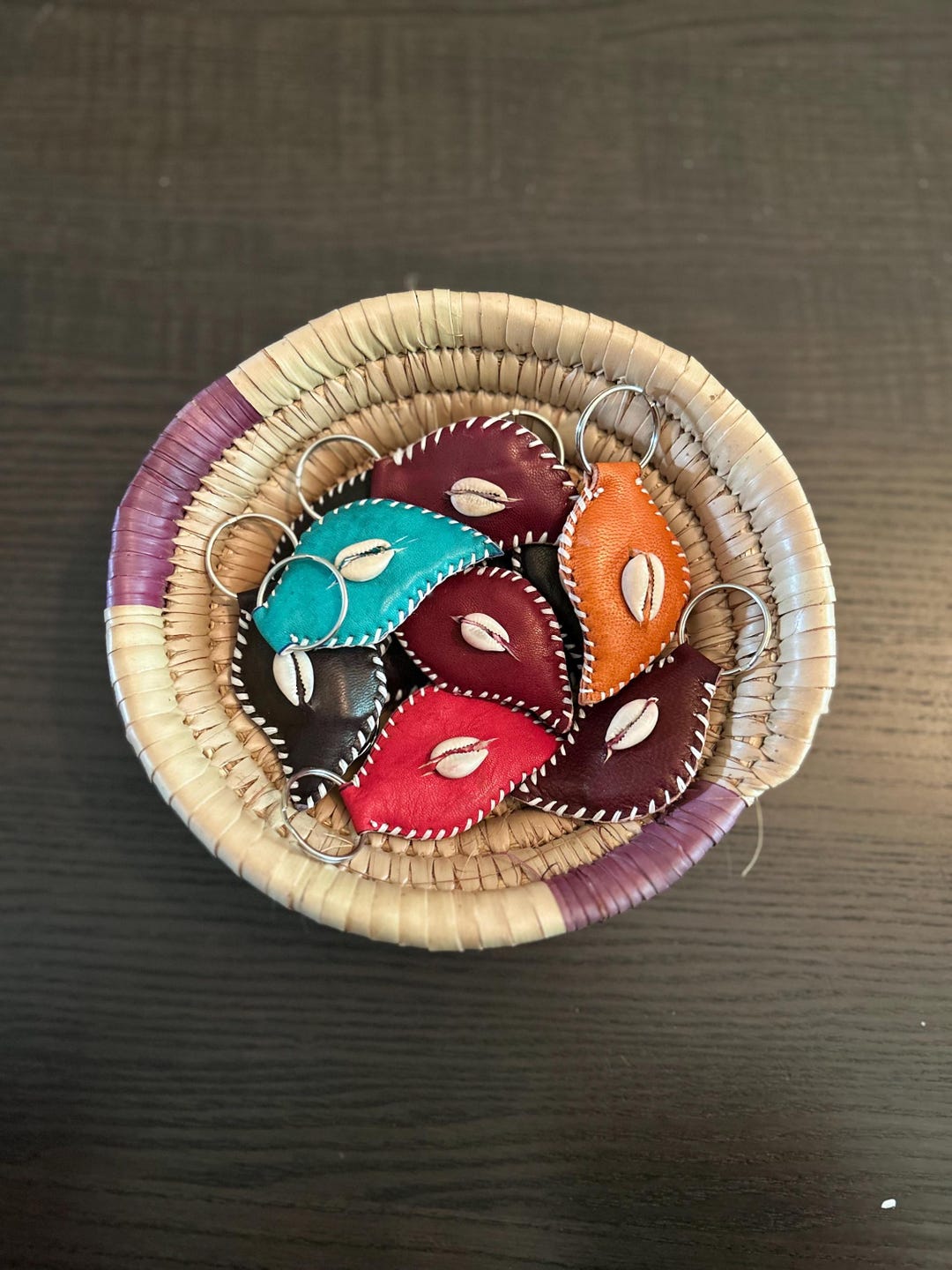 Mini African Leather Handcrafted Keychains With Cowry African Shell ...