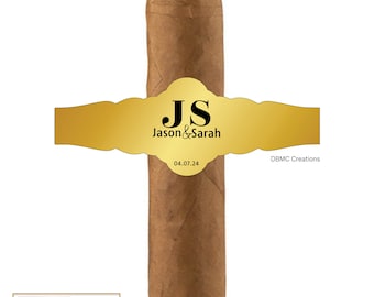 Gold Foil Personalized Engagement Wedding Cigar Labels, Personalized Cigar Bands, Cigar Bands, Party Cigar Stickers Labels, Gold Foil Labels