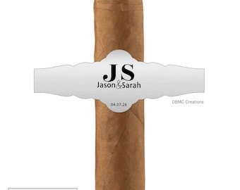 Silver Foil Personalized Engagement Wedding Cigar Labels,Personalized Cigar Bands,Cigar Bands,Party Cigar Stickers Labels,Silver Foil Labels