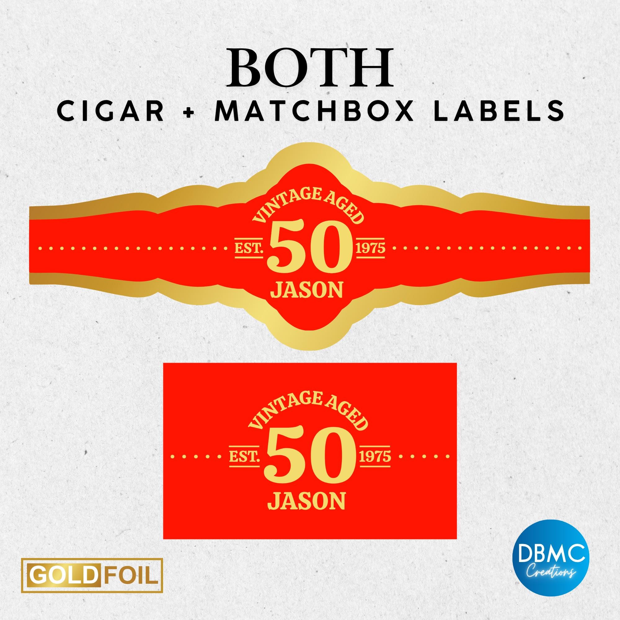 Gold Foil Personalized Birthday Cigar Labels, Personalized Cigar Bands ...