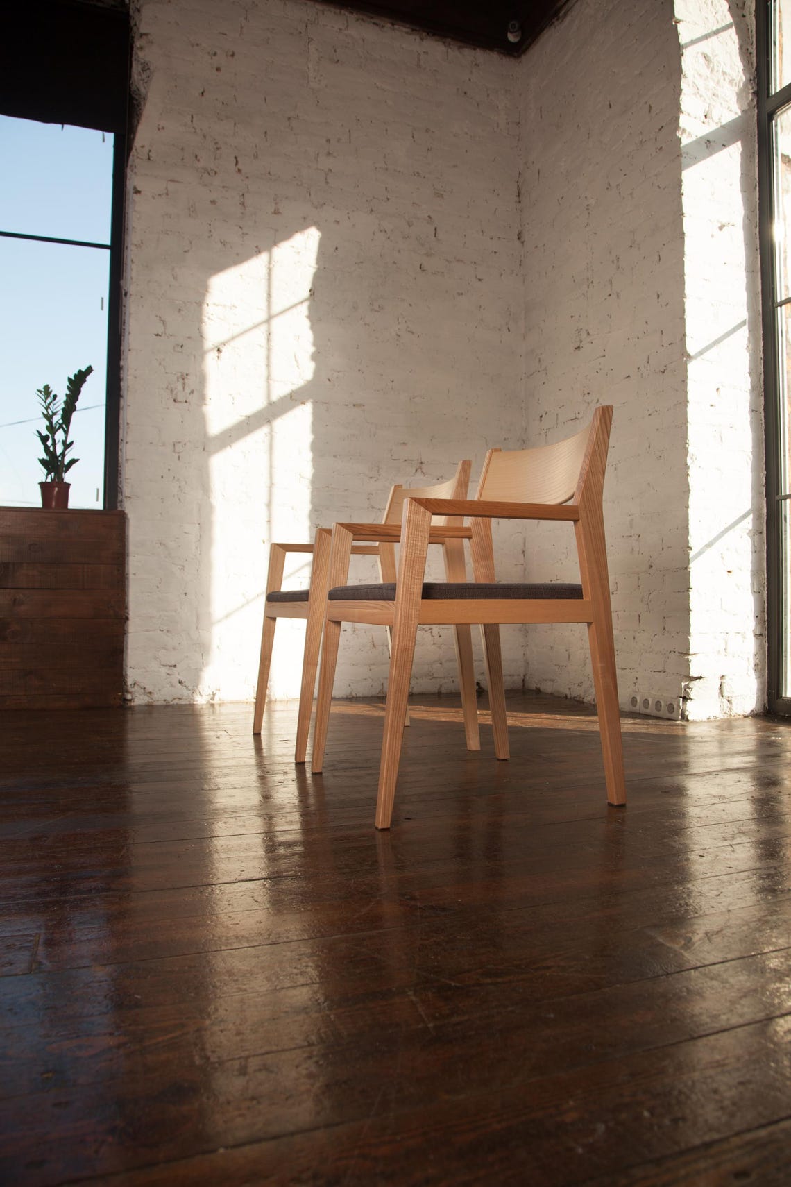 Wooden Dining Chair, Modern Wooden Armchair, Minimalist Design Lounge ...