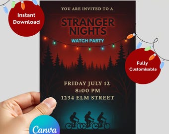 Stranger Thing Watch Party Invitation: Retro 80s Design (Digital Download)