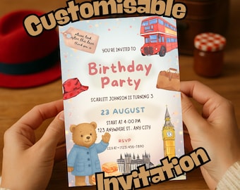 Marmalade Loving Bear Birthday Invitation: Editable Kids Party Theme (Digital Download)