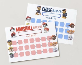 Puppy Patrol sticker reward Charts - Customisable - kids behavior - dog rewards - sticker chart (digital download) Canva school potty train