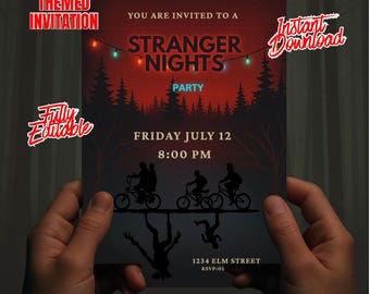 Stranger Thing Watch Party Invitation: Retro 80s Design (Digital Download)