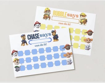 Digger Pup Puppy Patrol Reward Charts - Customisable - kids behavior - dog rewards - sticker chart (digital download) Canva