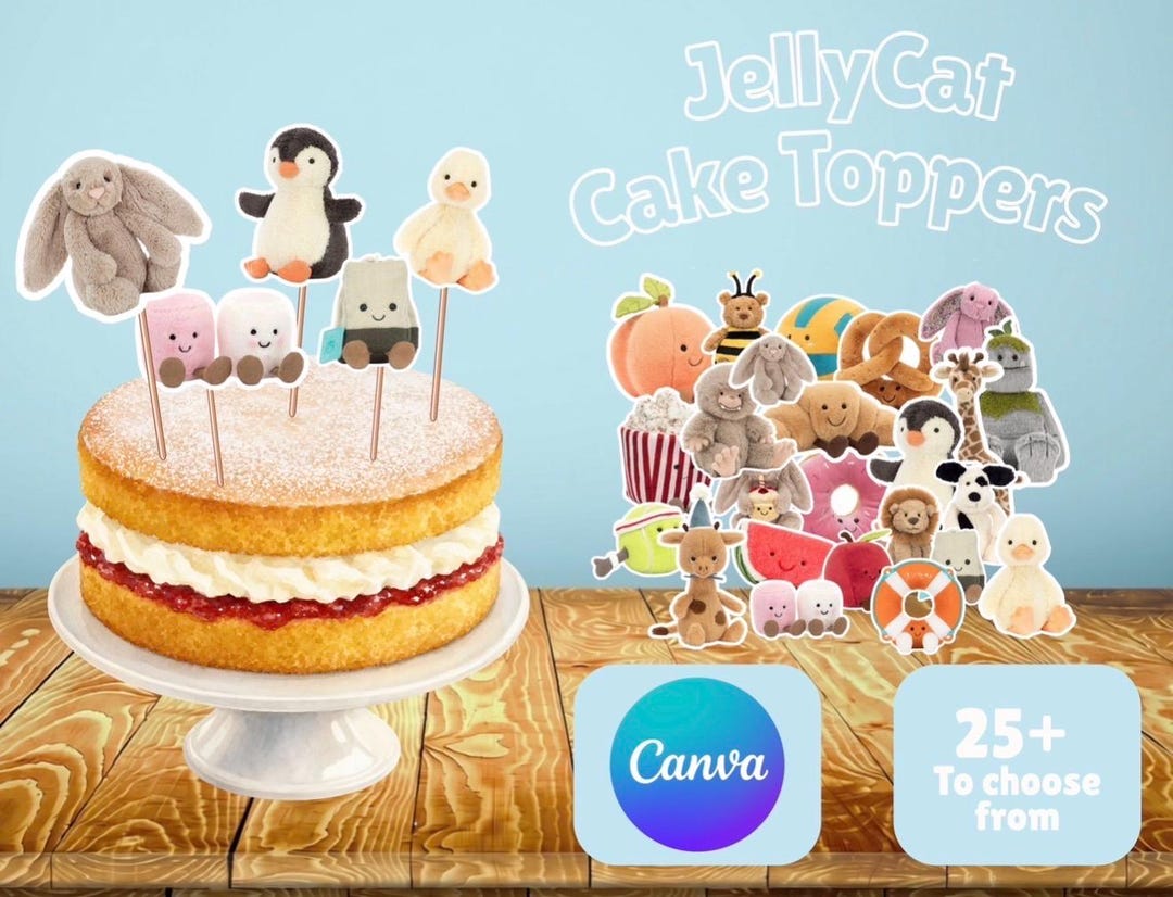 Jelly Cat Cake Topper Template | Editable Birthday Cake Topper | Cute ...