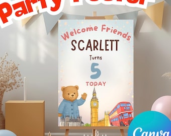 London Bear British Marmalde Lover Poster, Party Welcome and Entrance Sign. Party Poster (Digital Download) Best seller free decorations