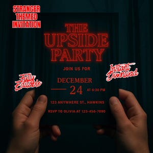 Stranger Thing Watch-festinbjudan: Retro 80-talsdesign (digital nedladdning) - Gratis redigering - Direkt nedladdning - Bästsäljare - Filmkvällsfest