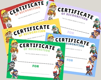 Digger and Puppy Patrol Reward Certificates - Customisable - Primary school free - digital download - free sticker chart behaviour chart