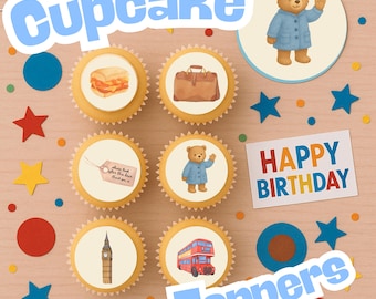 London Bear Marmalde Cupcake Topper (Digital Download) kids decorations party bear theme British party British bear happy birthday