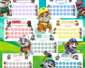 Tabele nagród Puppy Patrol – dostosowywane – zachowanie dzieci – nagrody dla psów – tabela naklejek (do pobrania w wersji cyfrowej) bestseller – tabela naklejek