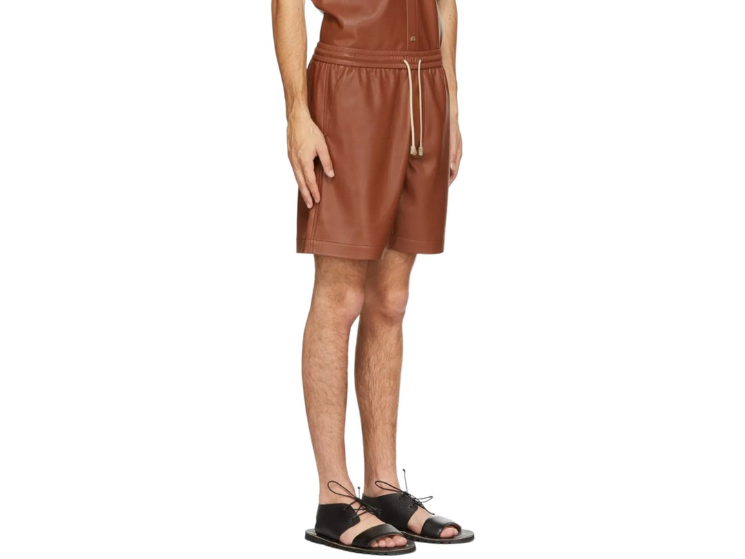 Brown Cowhide Leather Shorts main image 1