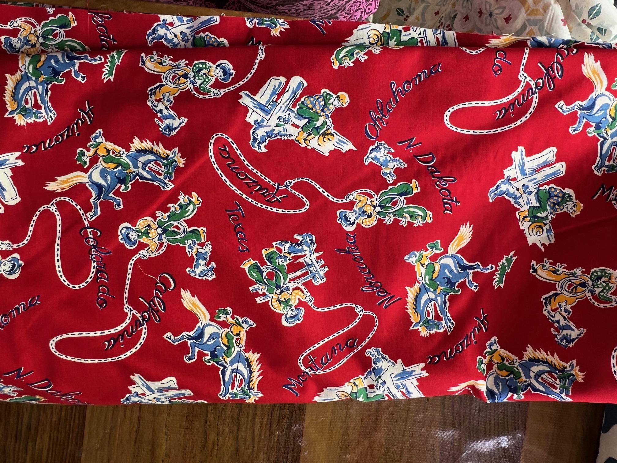 Vintage Looking Cowboy Roping Fabric With Western State Names - Etsy