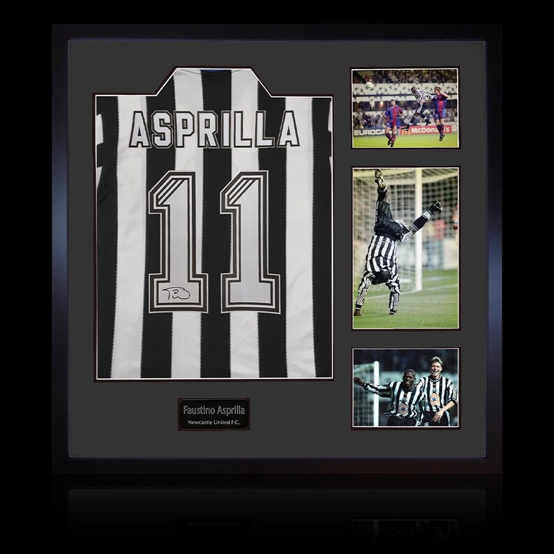 Faustino Asprilla Signed Newcastle United Shirt Elite Frame image 1