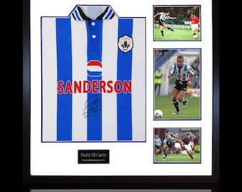 Paolo Di Canio z autografem Sheffield Wednesday 1998 Koszulka domowa Elite Frame