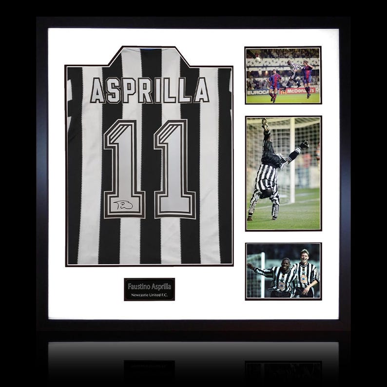 Faustino Asprilla Signed Newcastle United Shirt Elite Frame image 1