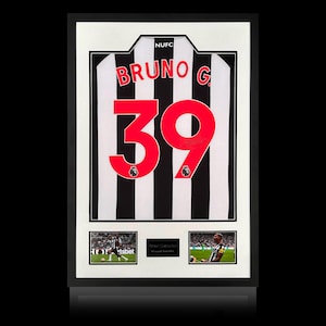 Maglia Newcastle United 23-24 autografata da Bruno Guimarães con cornice premium immagine 1