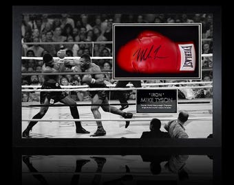 Mike Tyson Signed Red Everlast Glove Iconic Frame
