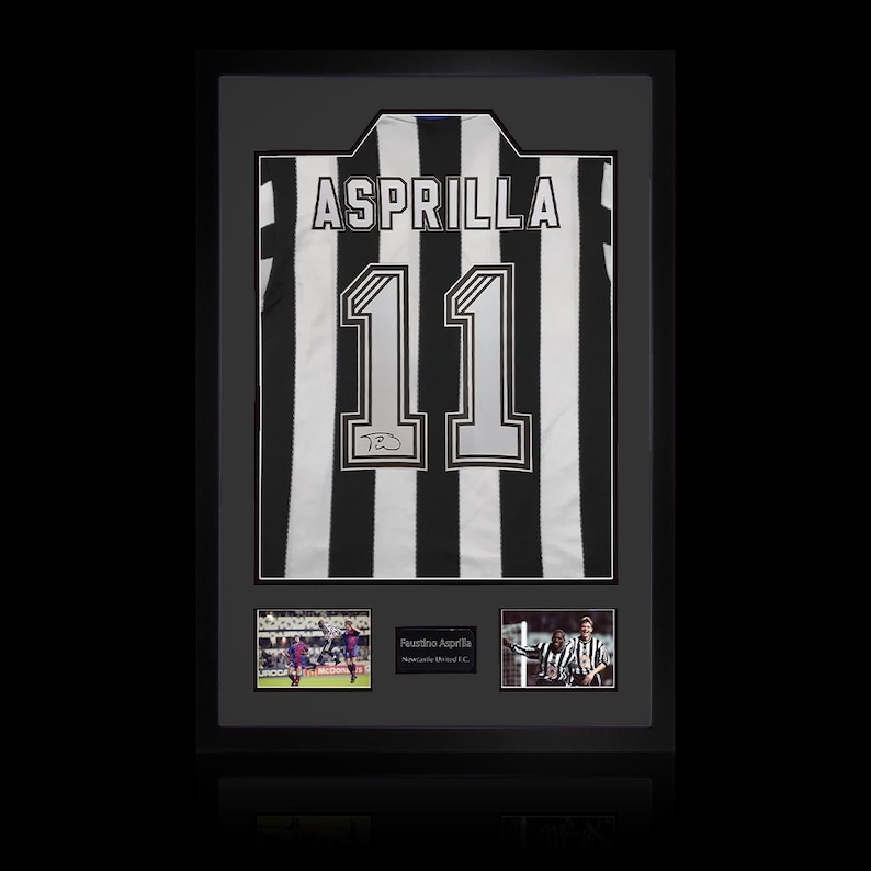 Faustino Asprilla Signed Newcastle United Shirt Premium Frame image 1