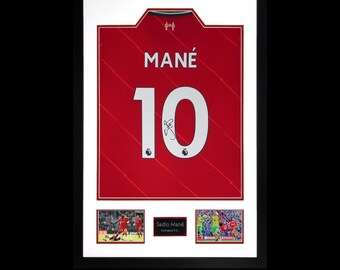 Sadio Mane Signed 21/22 Liverpool Shirt Display