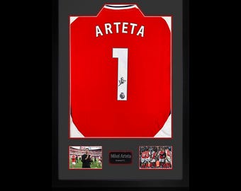 Mikel Arteta Signed Arsenal Shirt Premium Frame