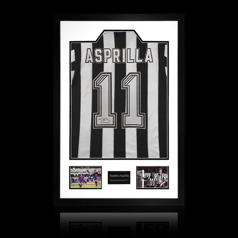Faustino Asprilla Signed Newcastle United-shirt premium lijst afbeelding 1