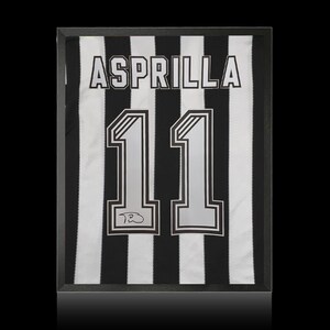 Faustino Asprilla Signed Newcastle United Shirt Compact Frame image 1