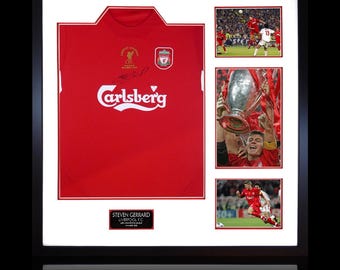 Steven Gerrard Signed 2005 Liverpool Shirt Elite Frame