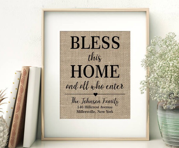 Bless This Home And All Who Enter | Personalized Burlap Print | House…