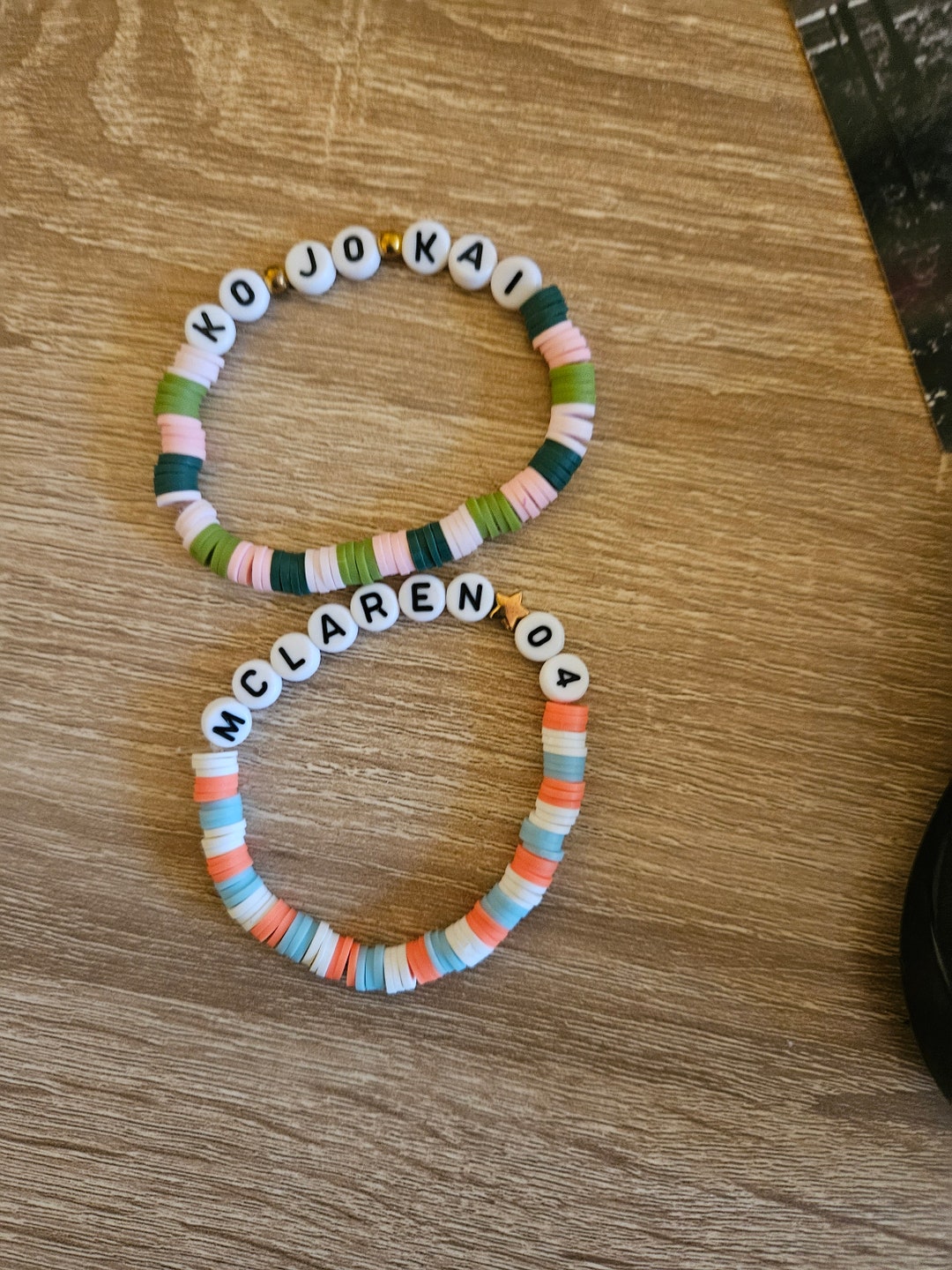 Custom Clay Bead Bracelets With a Variety of Colors, Charms, and Letters to  Chose From! Design Can Be Upon Request From Pinterest or by Me!