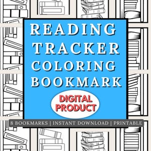 Marque-page à colorier Book Tracker | Suivi des habitudes de lecture imprimable | Marque-pages DIY pour adultes | Défi de lecture de livres, suivi mensuel et annuel