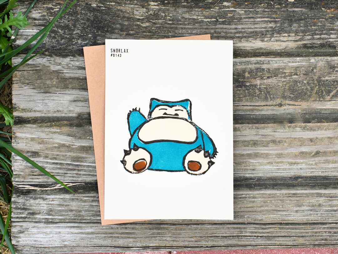 Snorlax Print – Pokémon – Handmade 5x7 Block Print - Etsy