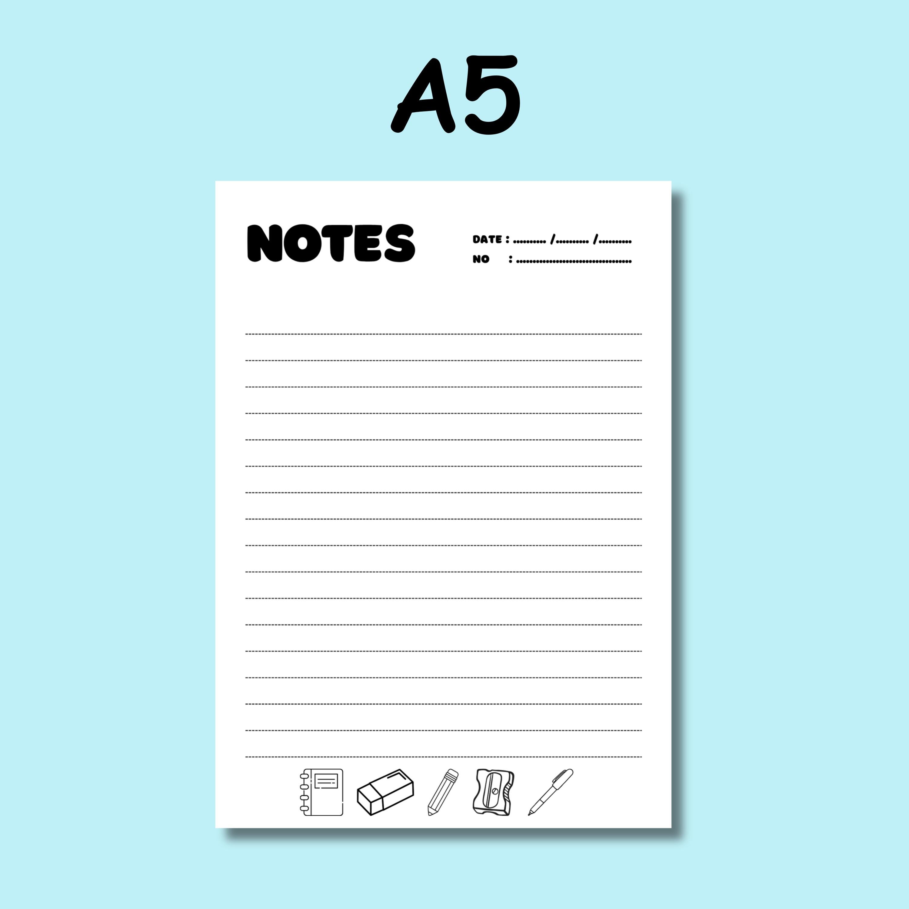 Printable Notes Page | Lined Page PDF | Digital Note Paper for School ...