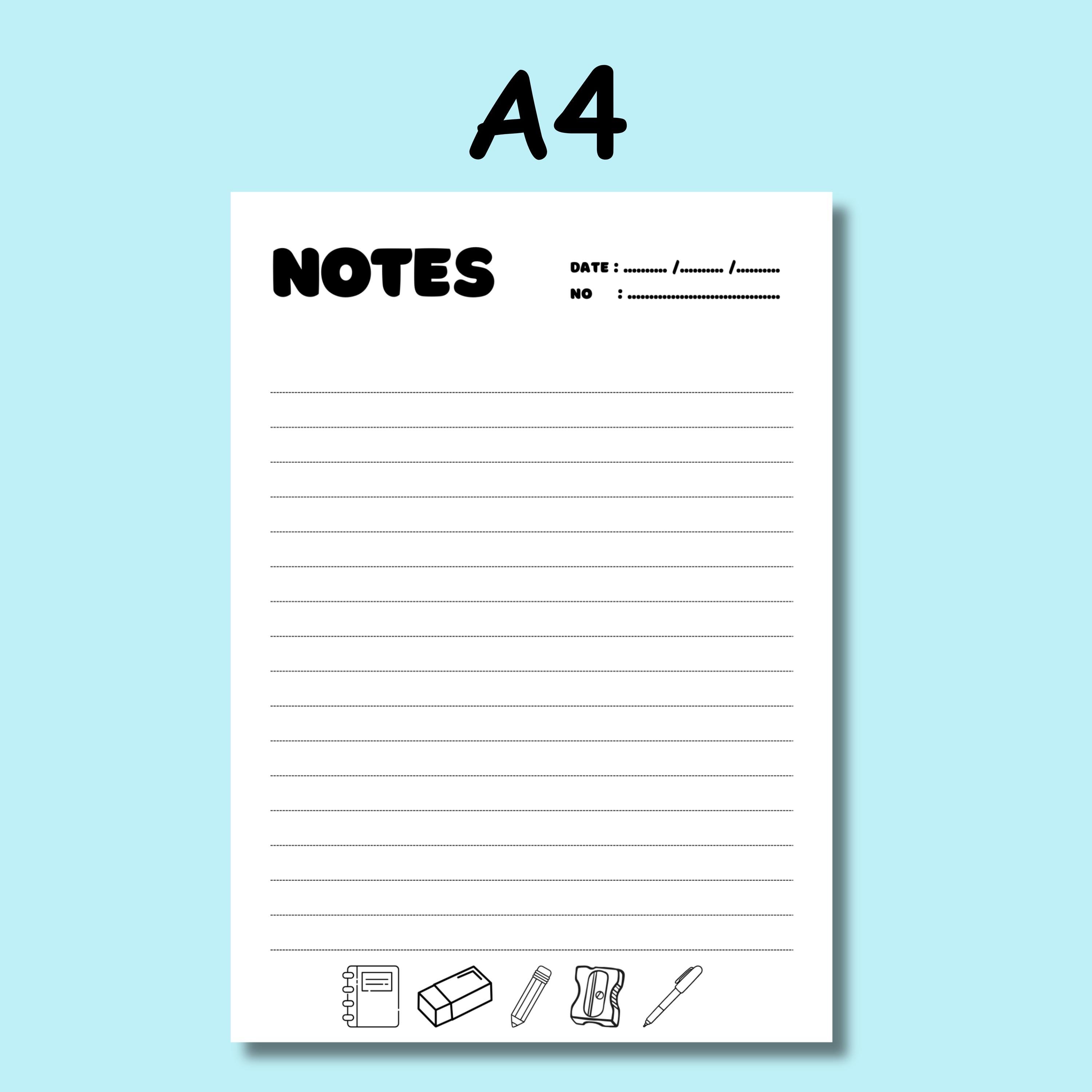 Printable Notes Page | Lined Page PDF | Digital Note Paper for School ...