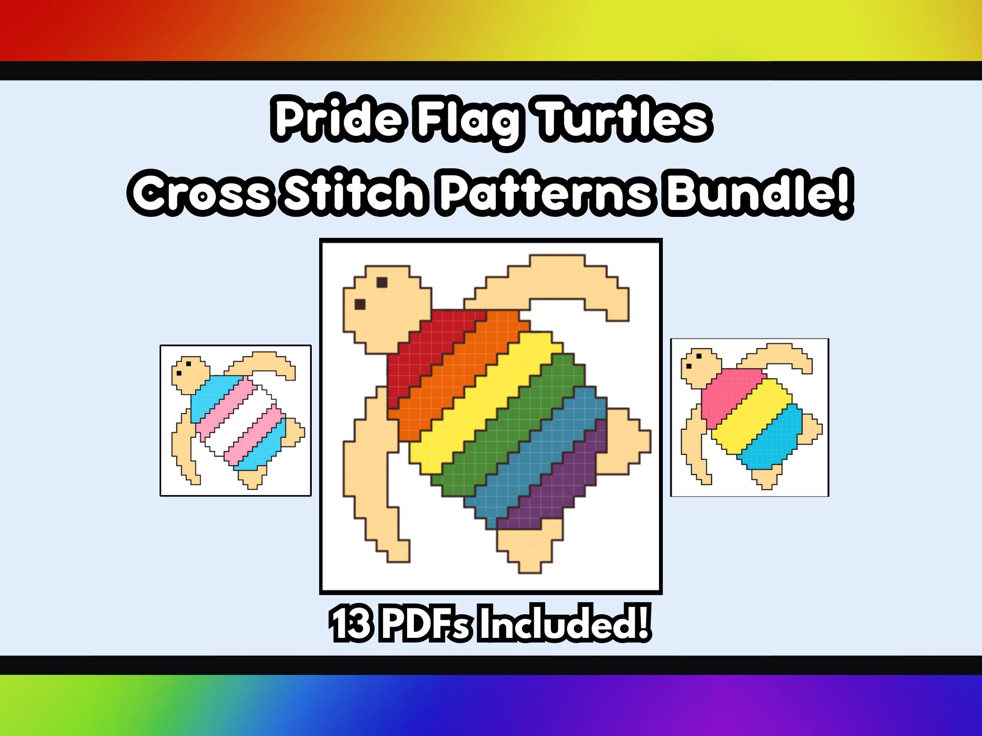 Pride Flag Turtles Cross Stitch Patterns – 13 Beginner-friendly PDF ...