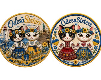 Ukrainian Patch Set, Odesa Sisters Embroidered Patch, Vyshyvanka Hook Loop Patch, Sunflower Ukraine Patch