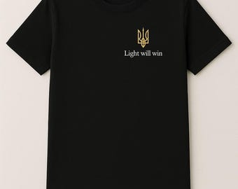 Tshirt,Unisex Cotton T-Shirt “Light will win” – Graphic Tee, Inspirational Quote Shirt, Minimalist Gift for Him & Her, tshirts