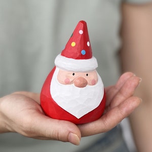 Hand carved wooden Santa Claus, wooden Santa snowman sculpture, Christmas gift, Christmas decoration, wooden figures Santa Claus snowman
